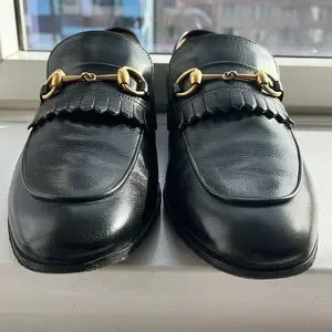 Gucci | Shoes | Gucci Black Leather Fringe Horsebit Loafer 